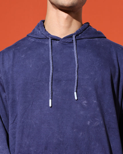 UNISEX BASIC ACIDWASH HOODIE - NAVY BLUE
