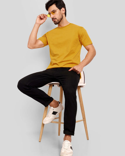 Men's Regular Solid T-Shirt - Mustard Yellow