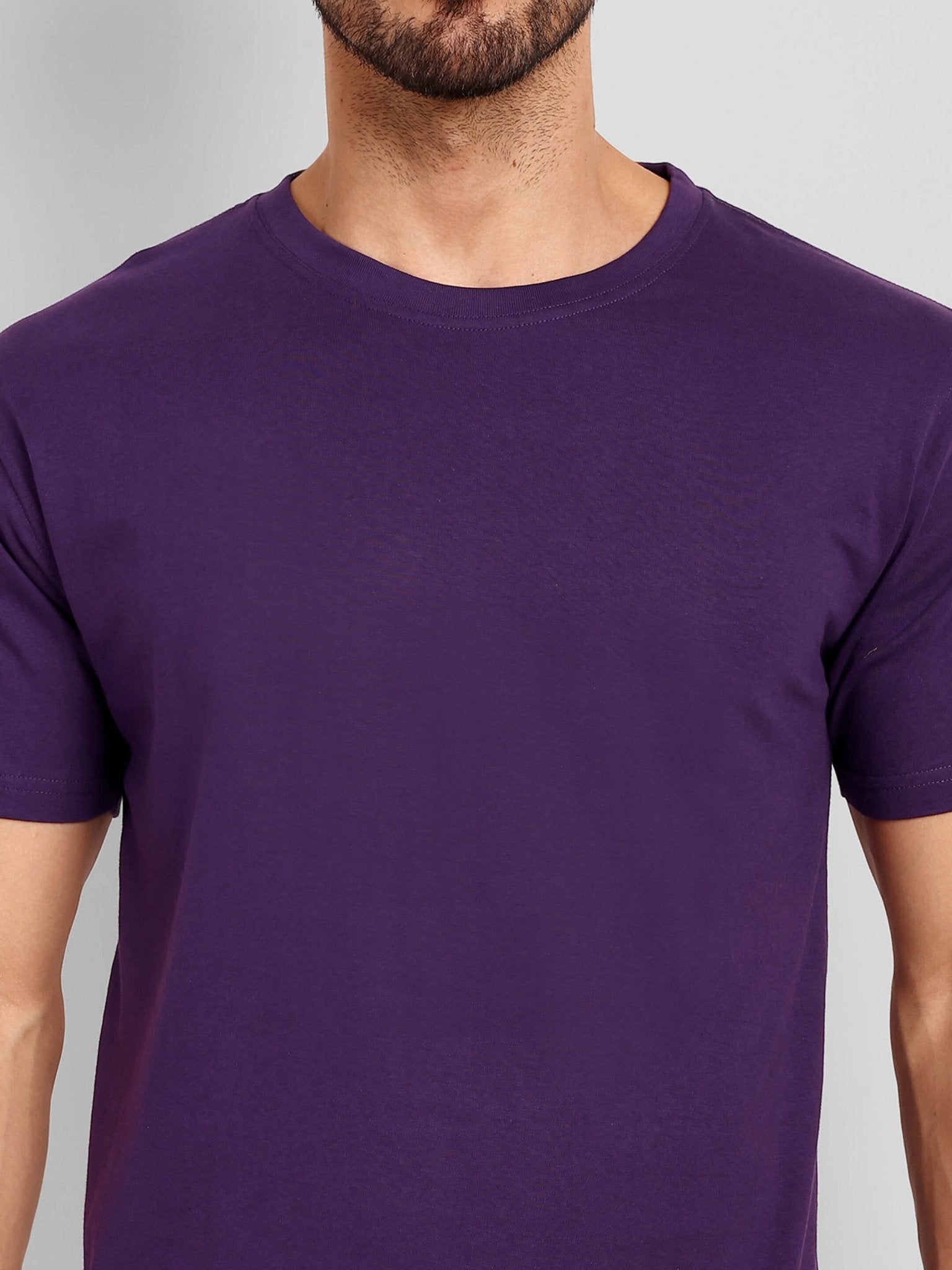 Men's Regular Solid T-Shirt - Purple