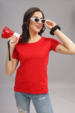 Women's Regular Plain T-Shirt - RED