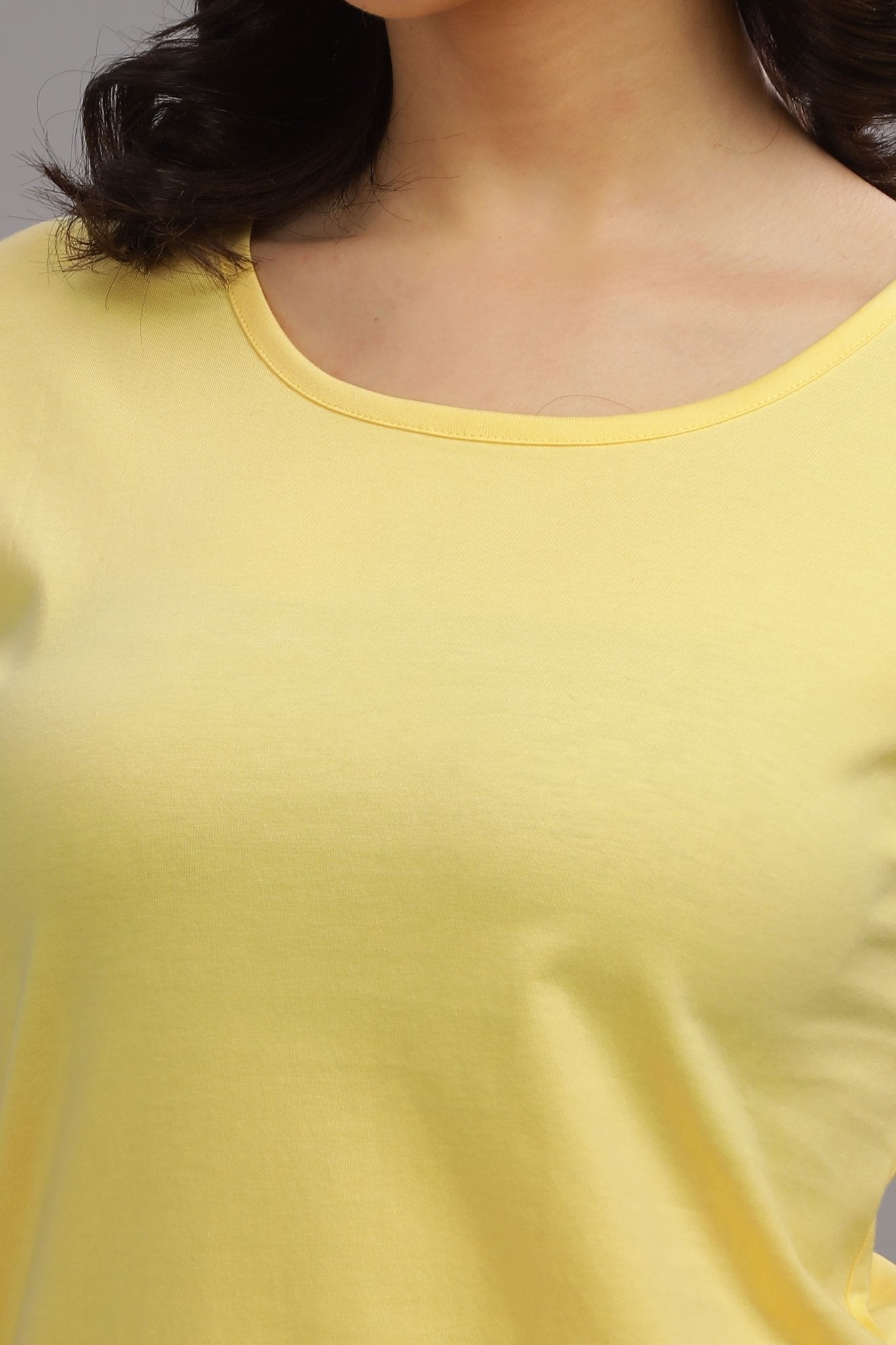 Women's Regular Plain T-Shirt - Yellow