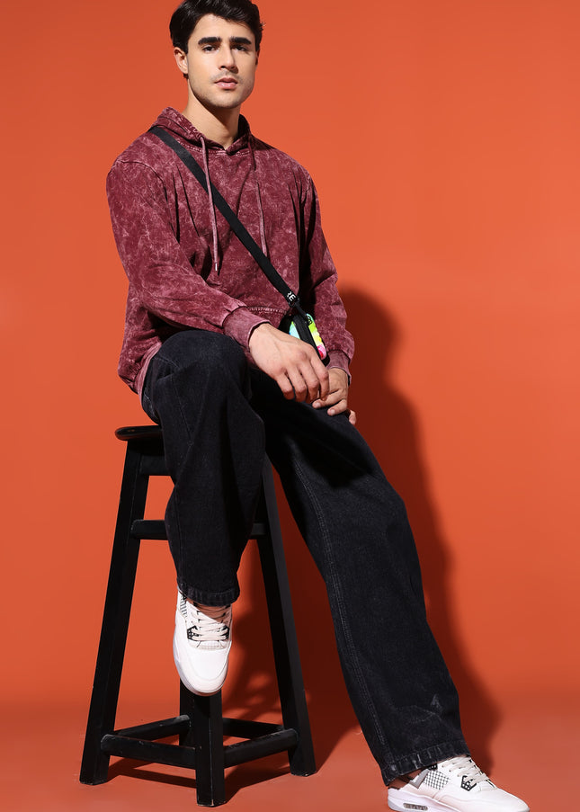 UNISEX BASIC ACIDWASH HOODIE - MAROON