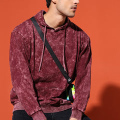UNISEX BASIC ACIDWASH HOODIE - MAROON