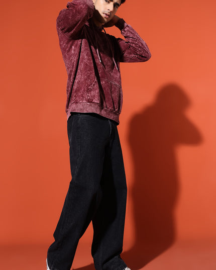 UNISEX BASIC ACIDWASH HOODIE - MAROON