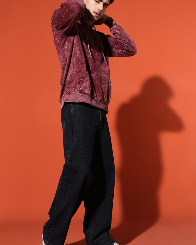 UNISEX BASIC ACIDWASH HOODIE - MAROON
