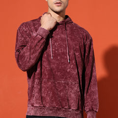 UNISEX BASIC ACIDWASH HOODIE - MAROON