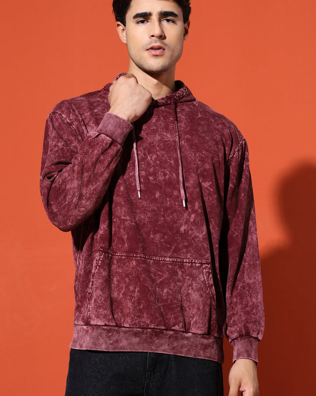 UNISEX BASIC ACIDWASH HOODIE - MAROON