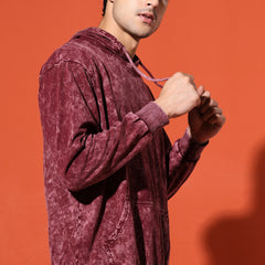 UNISEX BASIC ACIDWASH HOODIE - MAROON