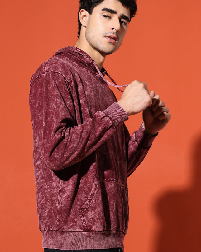 UNISEX BASIC ACIDWASH HOODIE - MAROON