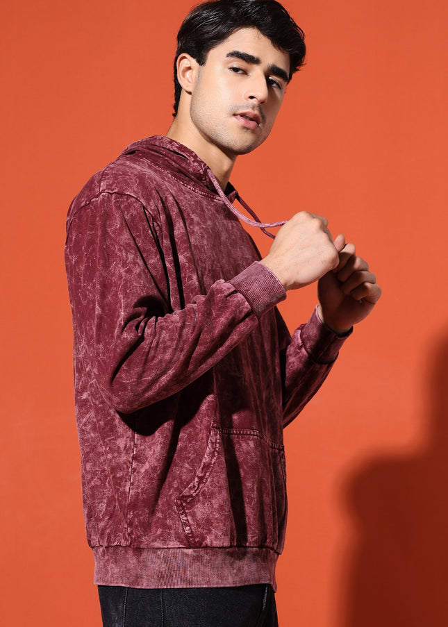 UNISEX BASIC ACIDWASH HOODIE - MAROON