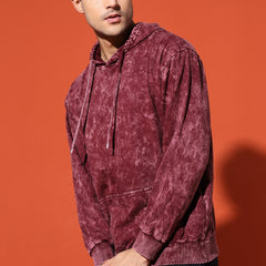 UNISEX BASIC ACIDWASH HOODIE - MAROON