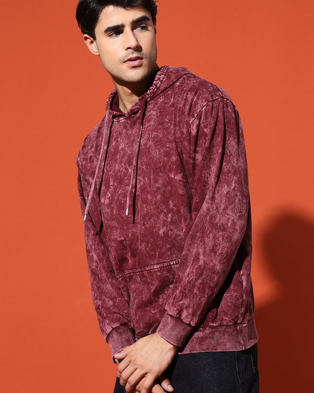 UNISEX BASIC ACIDWASH HOODIE - MAROON