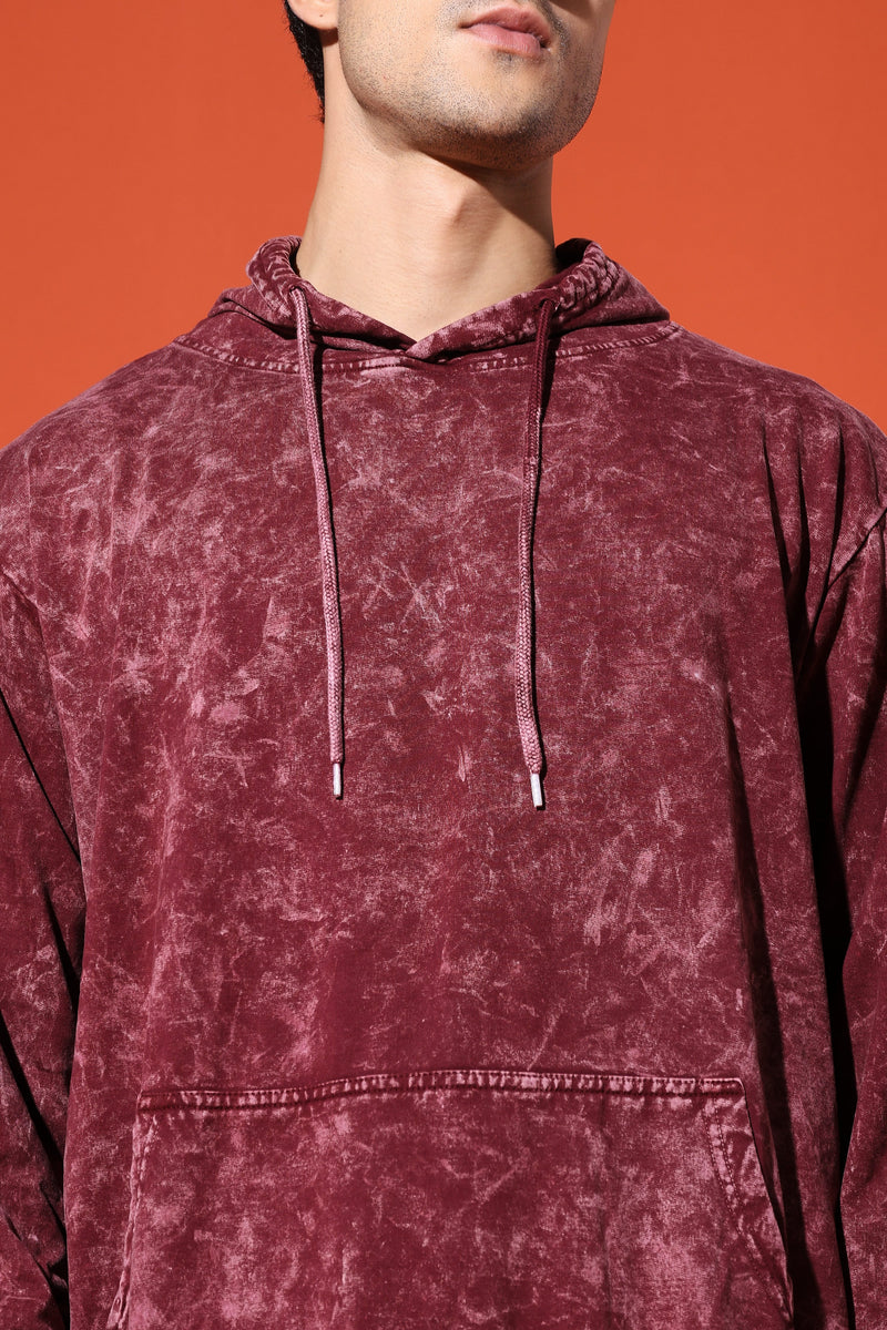 UNISEX BASIC ACIDWASH HOODIE - MAROON