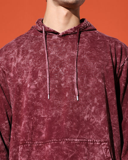 UNISEX BASIC ACIDWASH HOODIE - MAROON