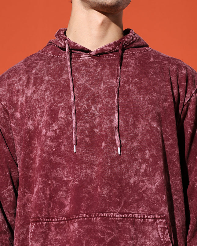 UNISEX BASIC ACIDWASH HOODIE - MAROON