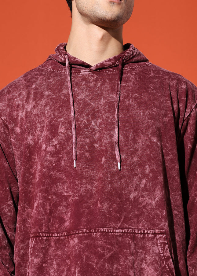 UNISEX BASIC ACIDWASH HOODIE - MAROON