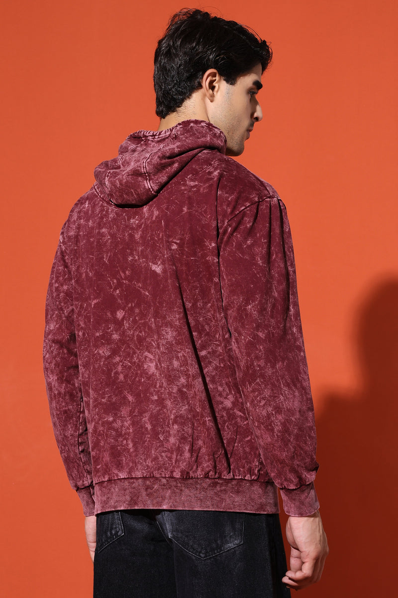 UNISEX BASIC ACIDWASH HOODIE - MAROON