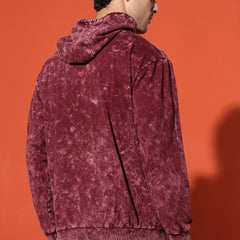 UNISEX BASIC ACIDWASH HOODIE - MAROON