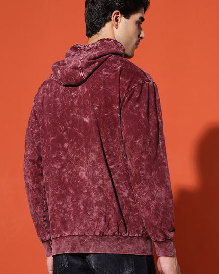 UNISEX BASIC ACIDWASH HOODIE - MAROON