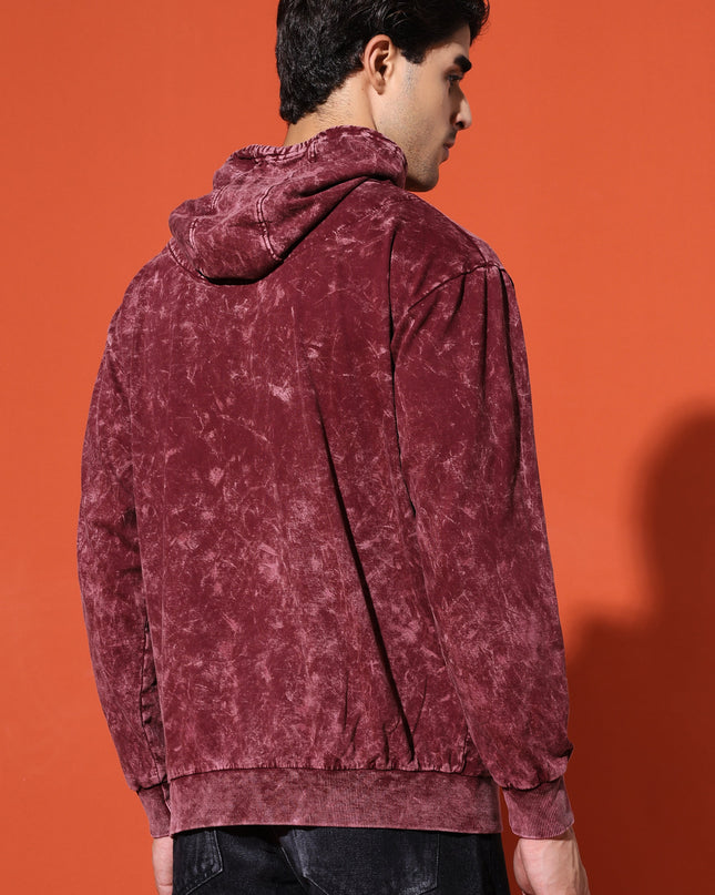 UNISEX BASIC ACIDWASH HOODIE - MAROON