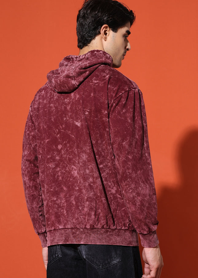 UNISEX BASIC ACIDWASH HOODIE - MAROON