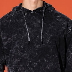 UNISEX BASIC ACIDWASH HOODIE - BLACK
