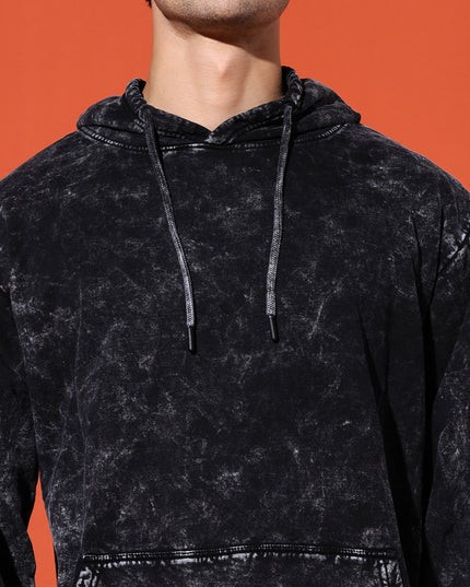 UNISEX BASIC ACIDWASH HOODIE - BLACK