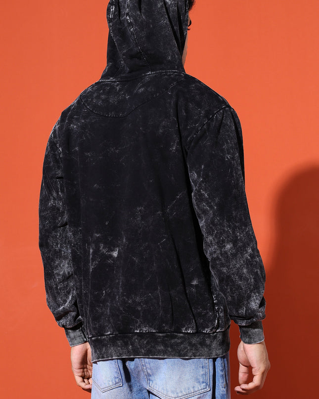 UNISEX BASIC ACIDWASH HOODIE - BLACK