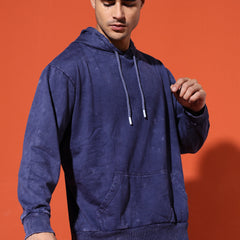UNISEX BASIC ACIDWASH HOODIE - NAVY BLUE