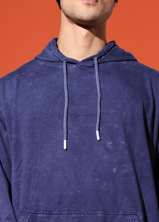 UNISEX BASIC ACIDWASH HOODIE - NAVY BLUE