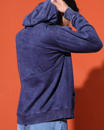 UNISEX BASIC ACIDWASH HOODIE - NAVY BLUE