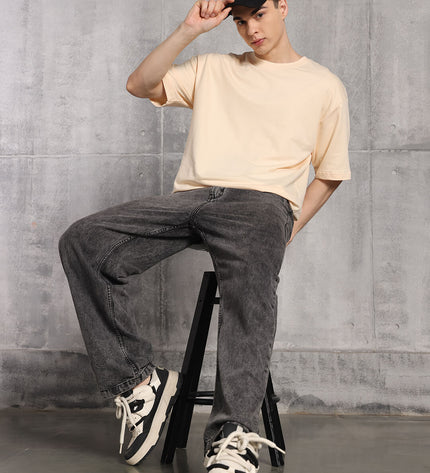 Unisex Heavyweight Oversize Solid T-Shirt - Almond
