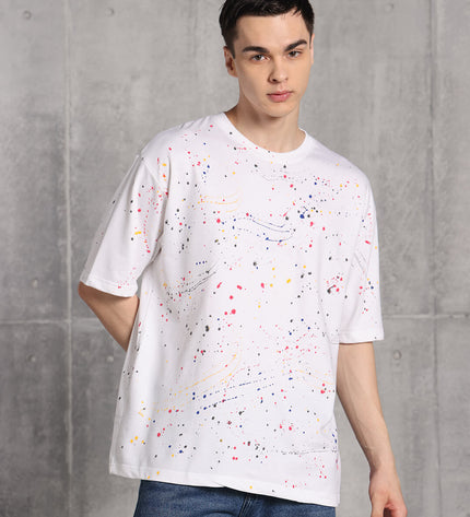 Unisex Heavyweight Oversize Inked T-Shirt - White