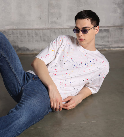 Unisex Heavyweight Oversize Inked T-Shirt - White
