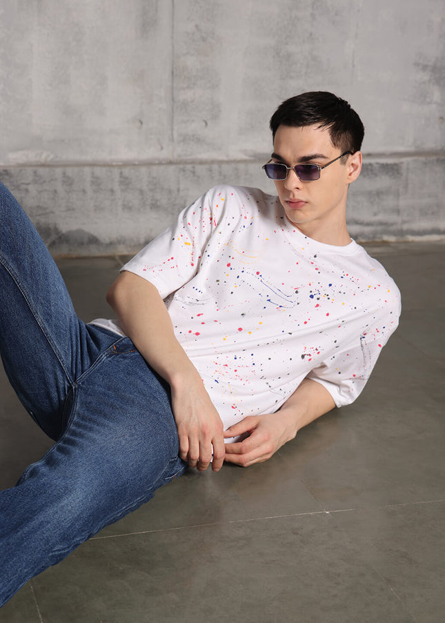 Unisex Heavyweight Oversize Inked T-Shirt - White