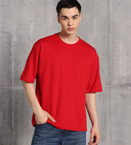 Unisex Heavyweight Oversize Solid T-Shirt - Red
