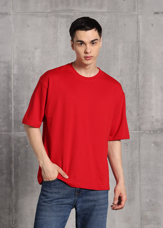 Unisex Heavyweight Oversize Solid T-Shirt - Red