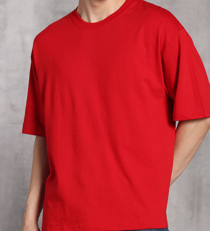 Unisex Heavyweight Oversize Solid T-Shirt - Red