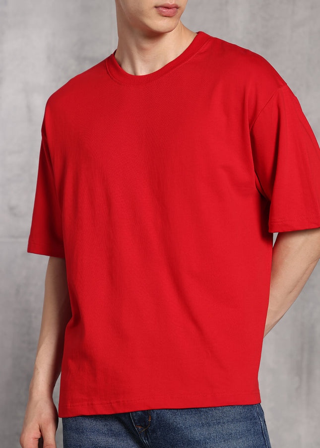 Unisex Heavyweight Oversize Solid T-Shirt - Red