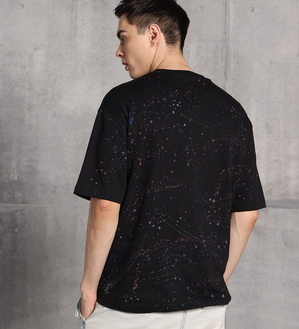 Unisex Heavyweight Oversize Inked T-Shirt - Black