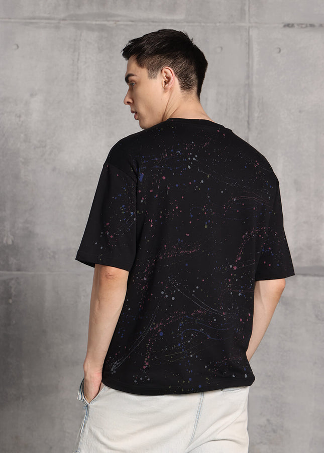 Unisex Heavyweight Oversize Inked T-Shirt - Black