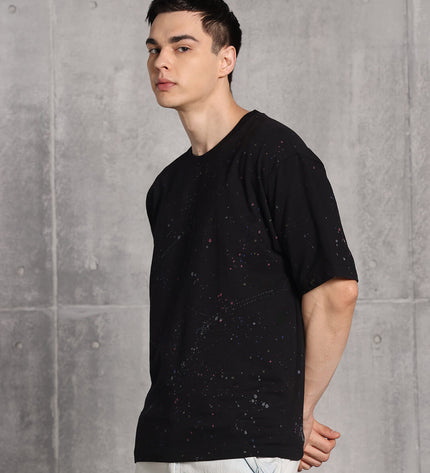 Unisex Heavyweight Oversize Inked T-Shirt - Black