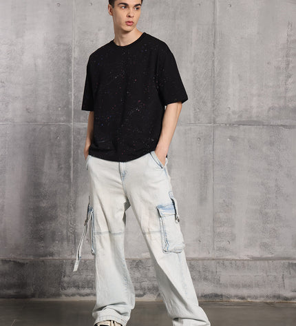 Unisex Heavyweight Oversize Inked T-Shirt - Black