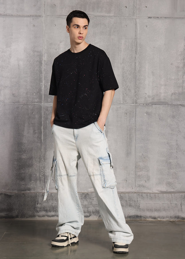 Unisex Heavyweight Oversize Inked T-Shirt - Black