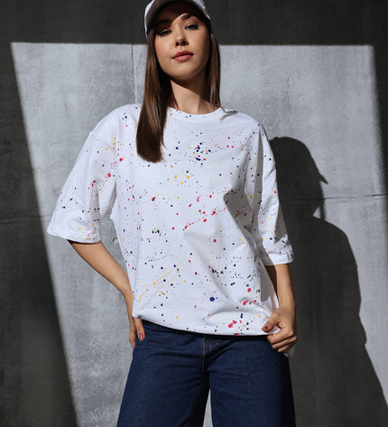 Unisex Heavyweight Oversize Inked T-Shirt - White