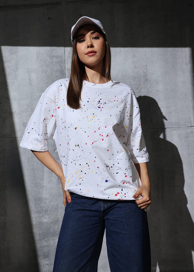 Unisex Heavyweight Oversize Inked T-Shirt - White