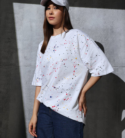 Unisex Heavyweight Oversize Inked T-Shirt - White