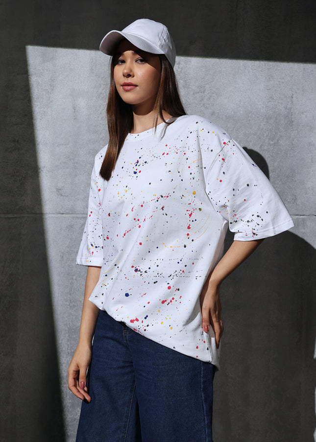 Unisex Heavyweight Oversize Inked T-Shirt - White