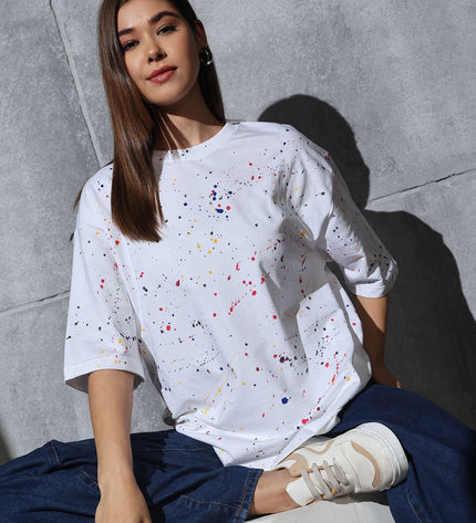 Unisex Heavyweight Oversize Inked T-Shirt - White