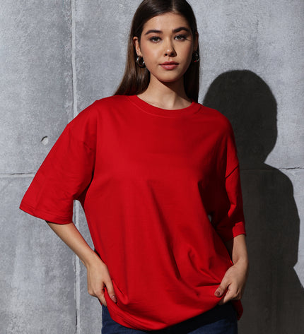 Unisex Heavyweight Oversize Solid T-Shirt - Red